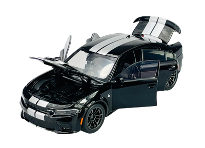 Dodge Charger negru cu dungi argintii - 1/32 Tayumo