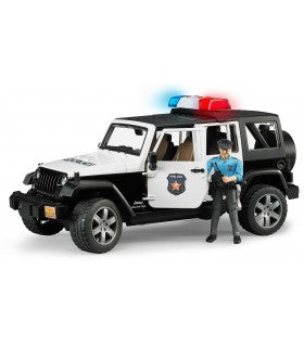 BRUDER 02526 - Masina de politie Jeep Wrangler Rubicon si figurina politist