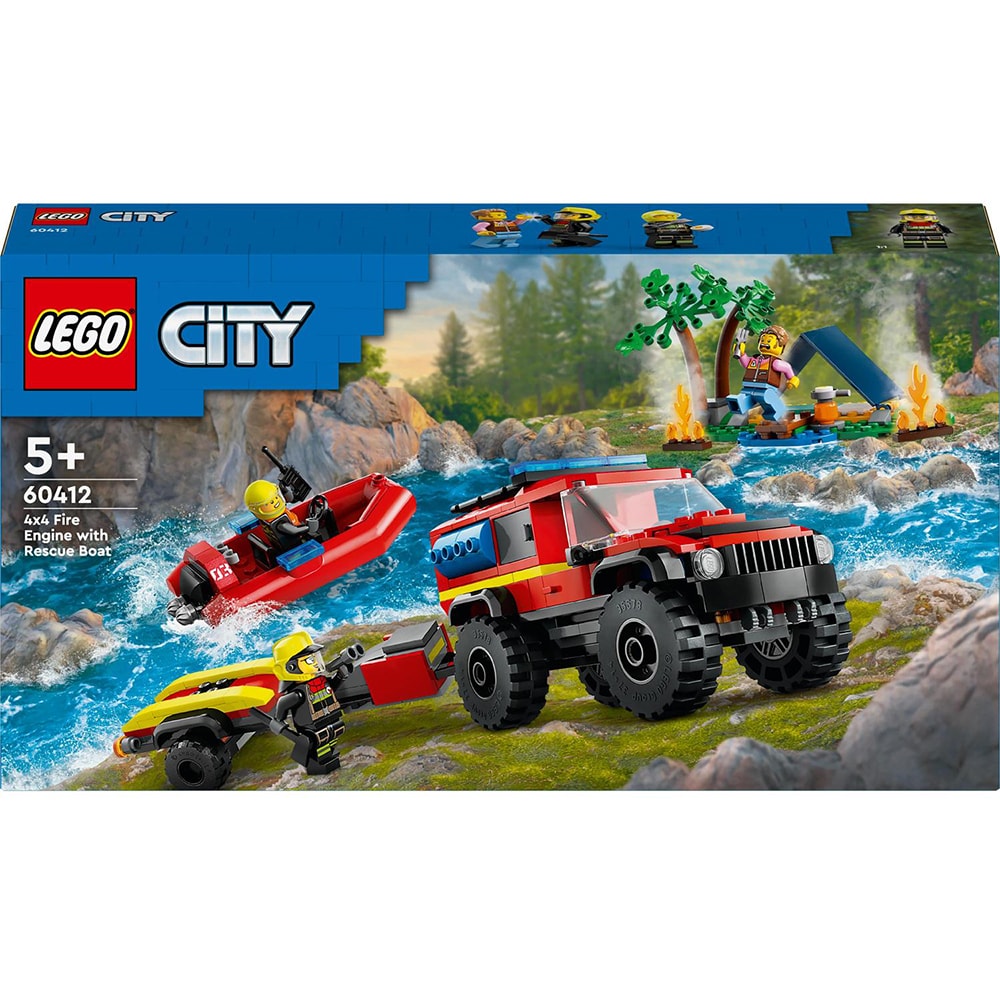 LEGO City 60412 - Camion 4x4 si barca de pompieri (301 piese)