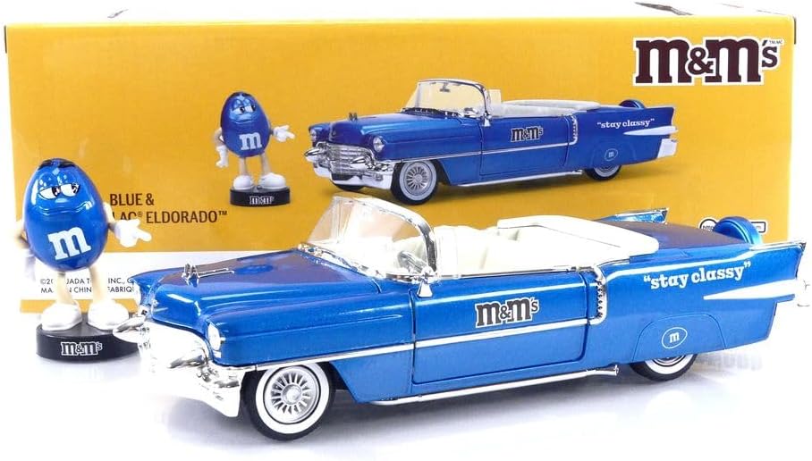 Cadillac Eldorado 1956 si figurina M&M's blue - 1/24 Jada