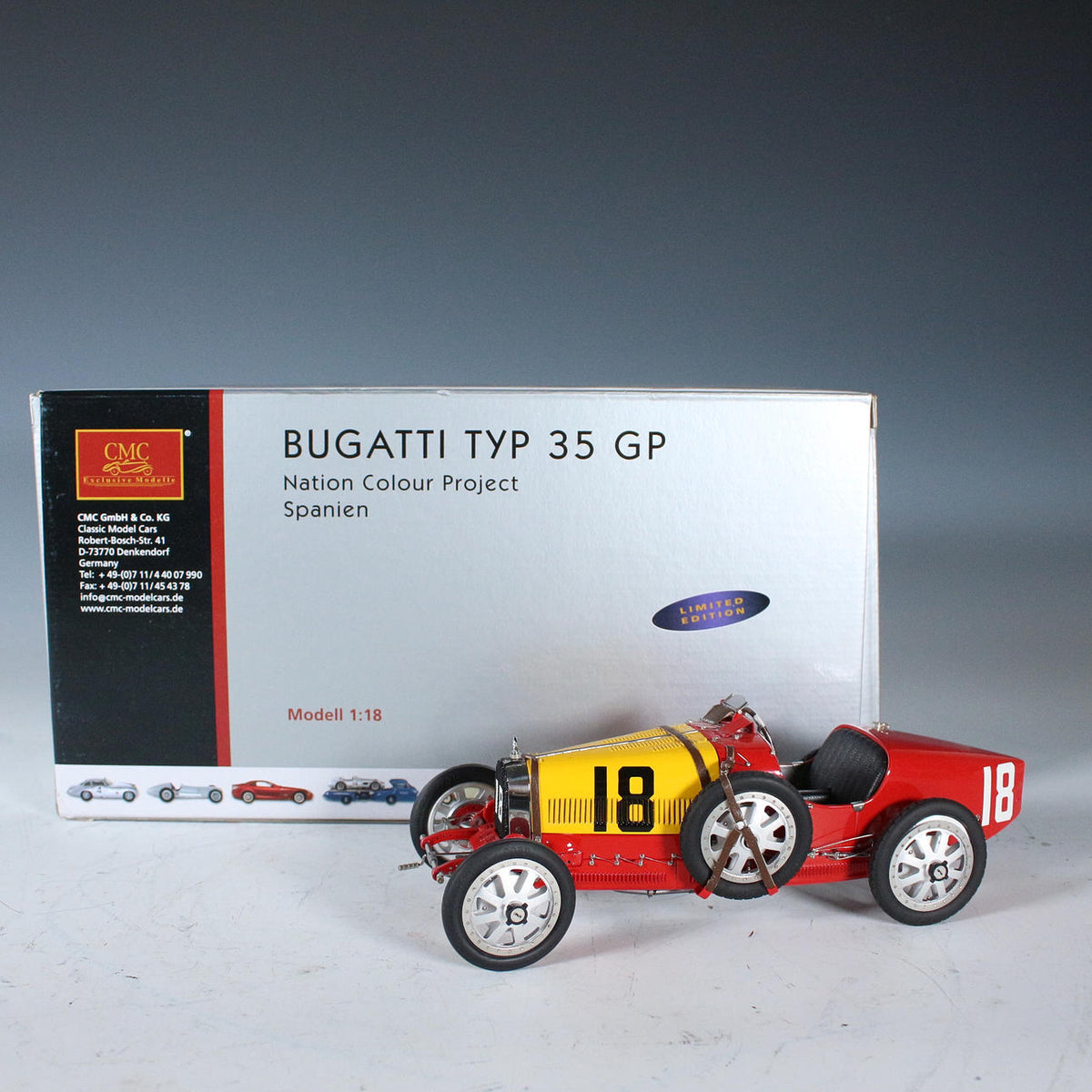Bugatti Typ 35 Grand Prix Nation Colour Project Spanien #18 - 1/18 CMC