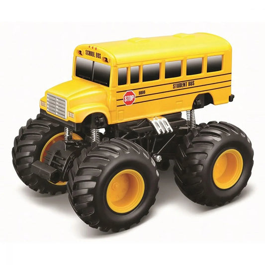 Monster Truck Earth Shockers 12cm Student Bus pullback Fresh Metal - Maisto