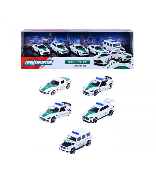 Set 5 masinute metalice Mercedes-AMG Dubai Police - 1/64 Majorette