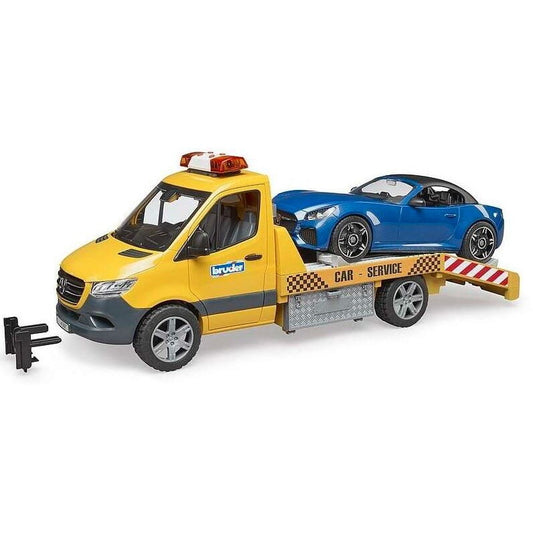 BRUDER 02675 - Autoplatforma MB Sprinter cu masina Roadster