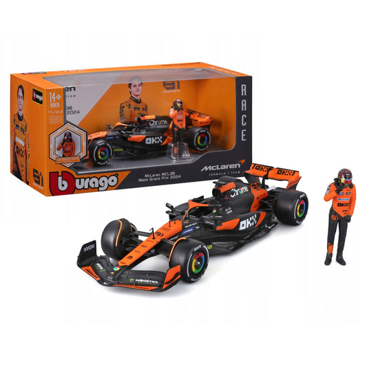 Formula 1 McLaren MCL38 #81 cu figurina Oscar Piastri - 1/24 Bburago