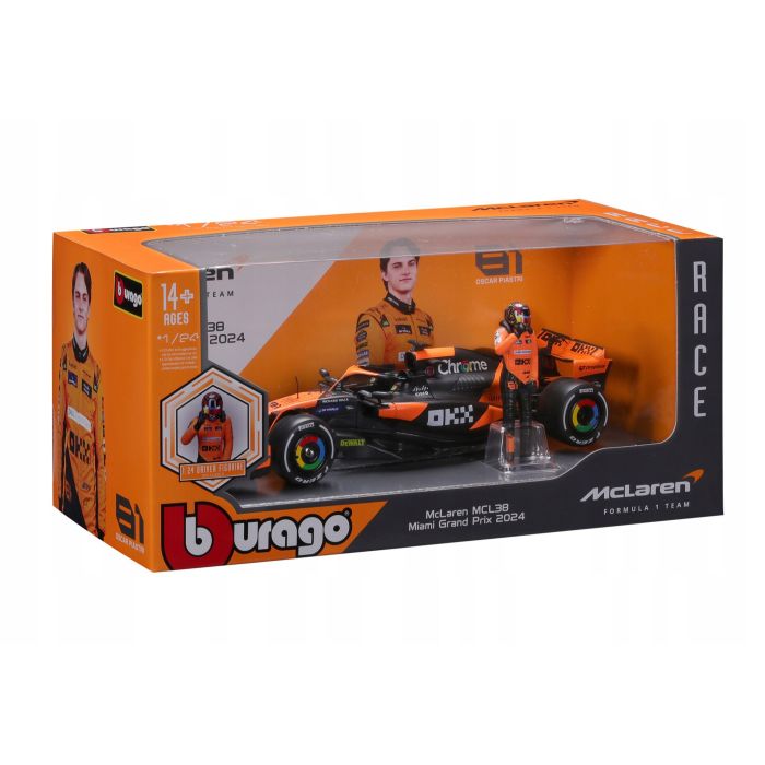 Formula 1 McLaren MCL38 #81 cu figurina Oscar Piastri - 1/24 Bburago