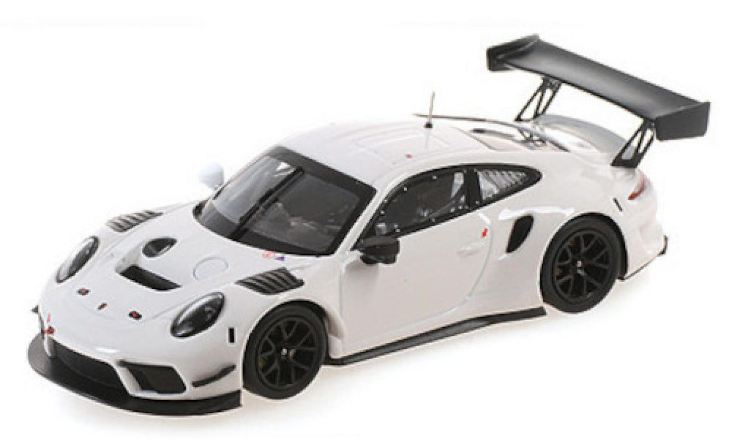 Porsche 911 GT3 R 2019 alb cu vitrina plexiglass - 1/43 Ixo Models