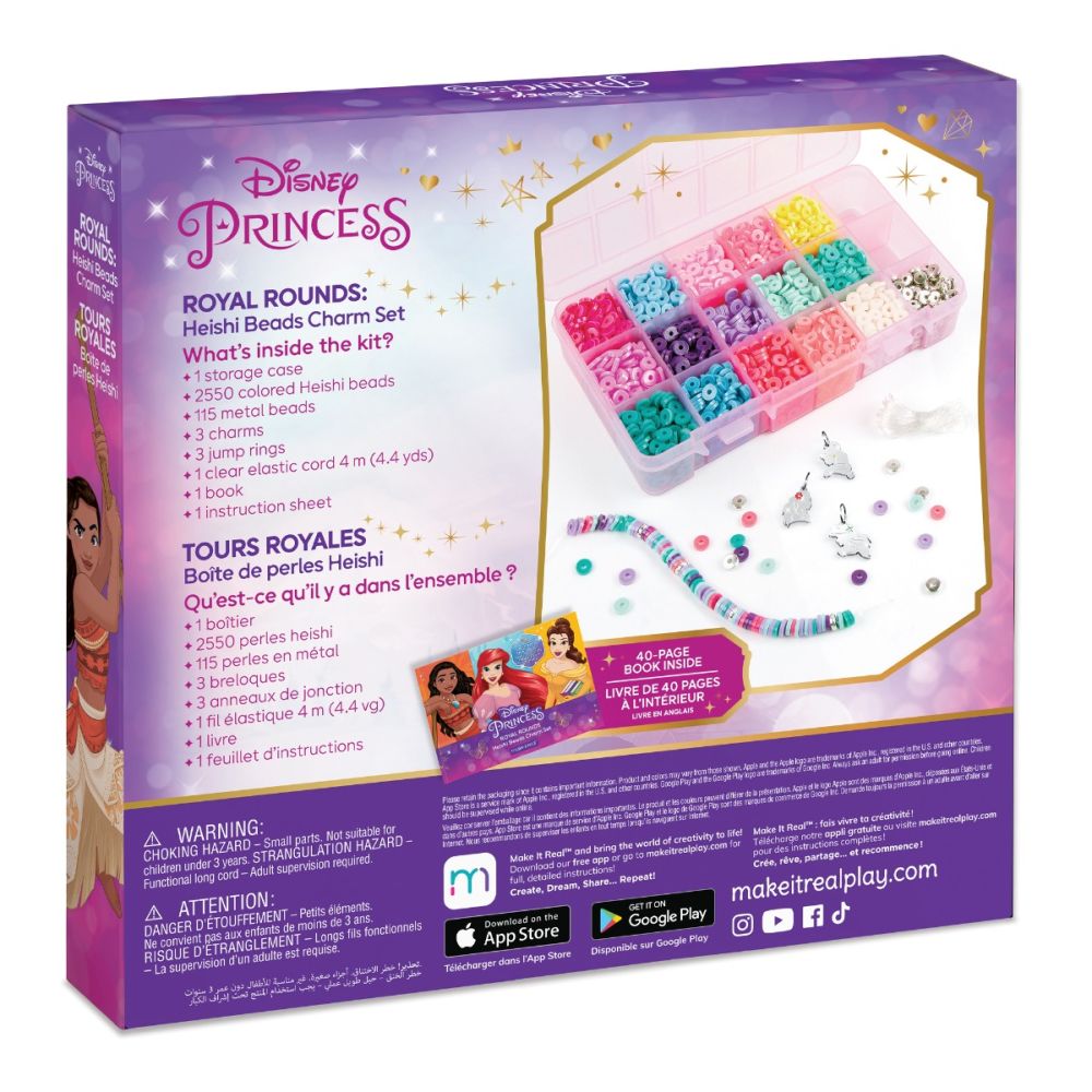 Set de creat bratari Make It Real, Disney Princess Royal Rounds, Heishi Beads Charm (2675 piese)
