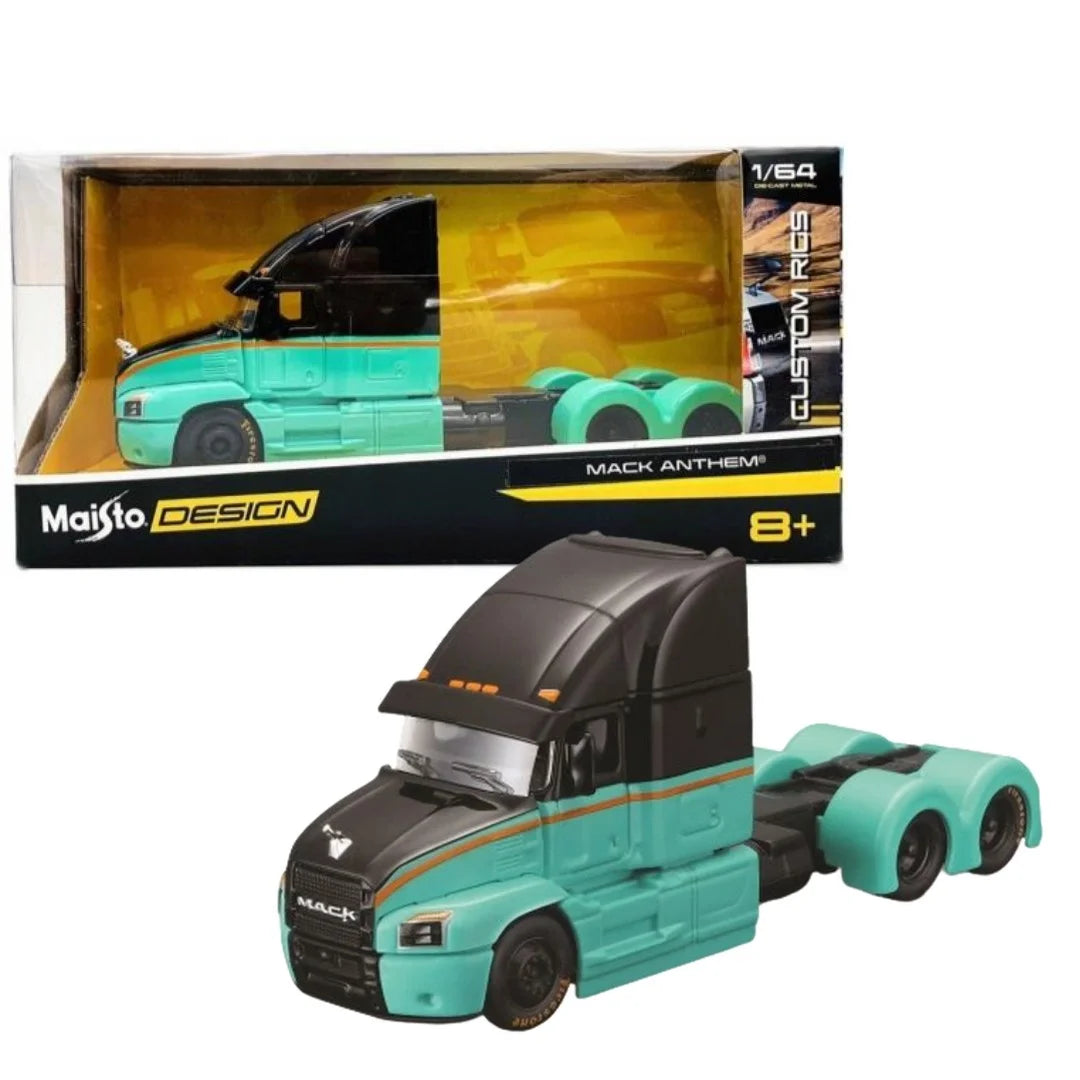 Camion Cap Tractor Mack Anthem negru/turquoise - 1/64 Maisto Design