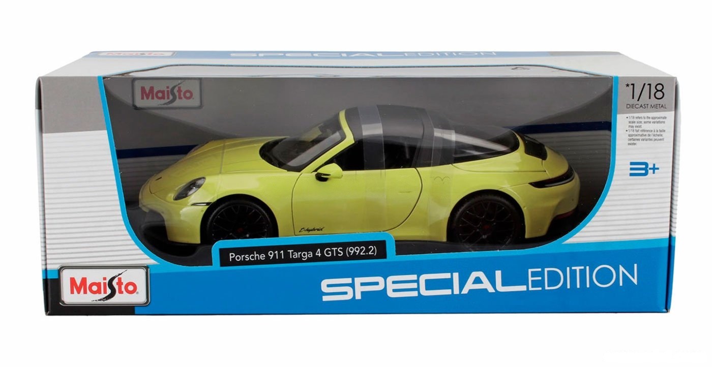 Porsche 911 (992.2) Targa 4 GTS Hybrid 2025 galben - 1/18 Maisto