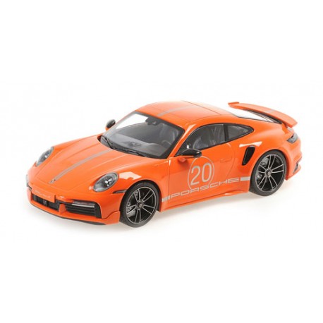 Porsche 911 Turbo S Coupe Sport Design 2021 portocaliu - 1/18 Minichamps