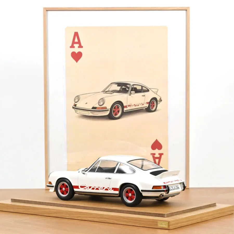 Porsche 911 Carrera RS 2.7 year 1973 Grand Prix alb/rosu -  1/12 Norev