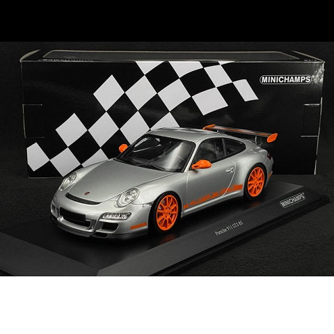 Porsche 911 GT3 RS 2007 (argintiu/portocaliu) - 1/18 Minichamps