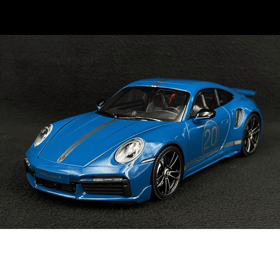 Porsche 911 Turbo S Sport Design 2021 albastru - 1/18 Minichamps