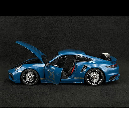 Porsche 911 Turbo S Sport Design 2021 albastru - 1/18 Minichamps