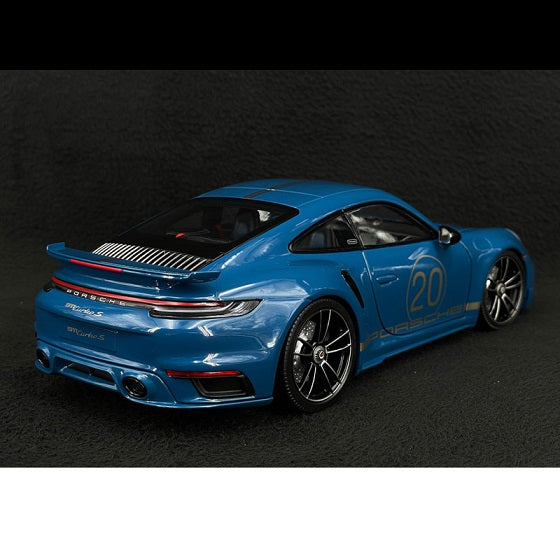 Porsche 911 Turbo S Sport Design 2021 albastru - 1/18 Minichamps