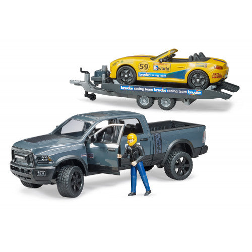 BRUDER 02504 - RAM 2500 Power Wagon cu trailer si masinuta roadster