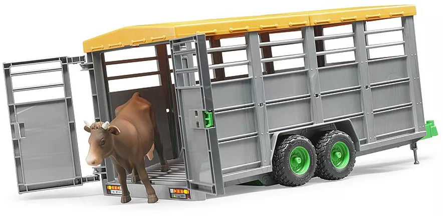BRUDER 02227 - Remorca transport animale cu figurina vaca