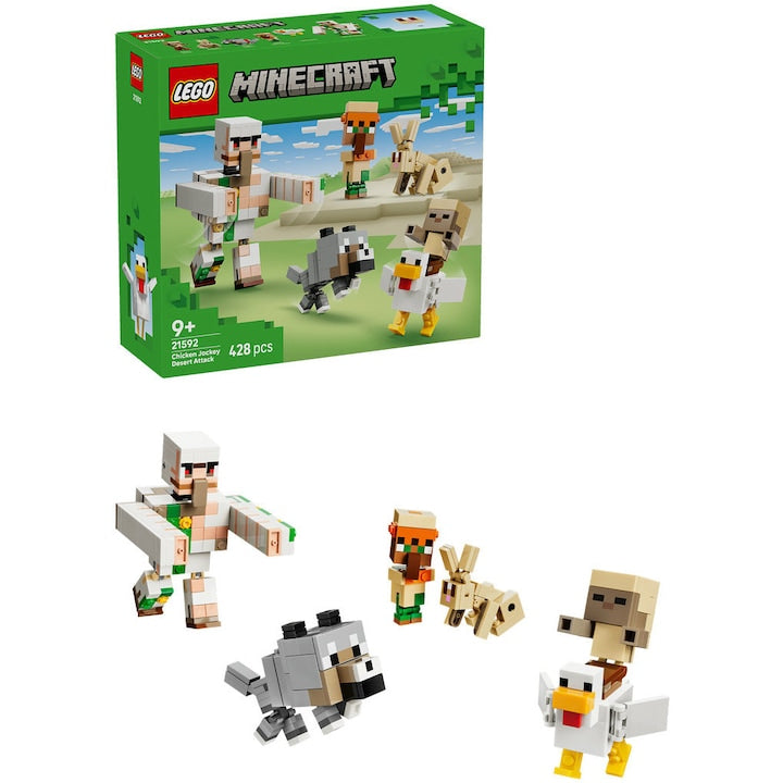 LEGO Minecraft 21592 -  Atac in desert cu un jocheu de gaini (428 piese)