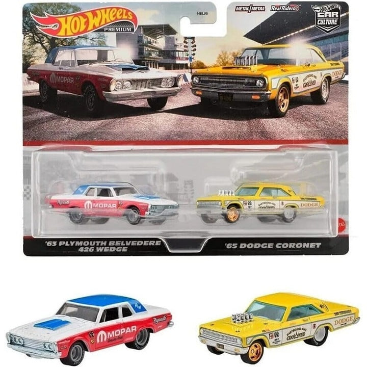 Set 2 masinute Plymouth Belvedere 426 Wedge 1963 si Dodge Coronet 1965 - 1/64 Hot Wheels Premium