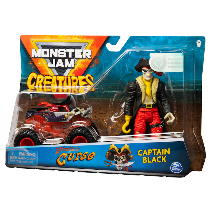 Set Monster Jam- Masinuta Pirate's Curse si figurina Captain Black