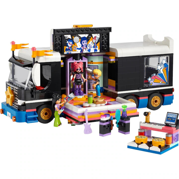 LEGO Friends 42619 - Autocar de turneu pentru staruri pop (845 piese)