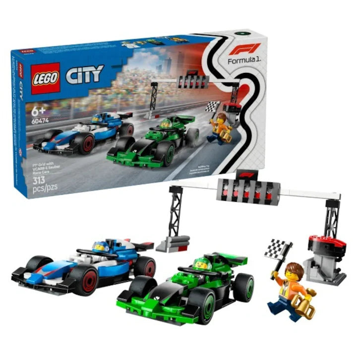 LEGO City 60474 - Grila de start F1 cu masini de curse VCARB si Sauber (313 piese)