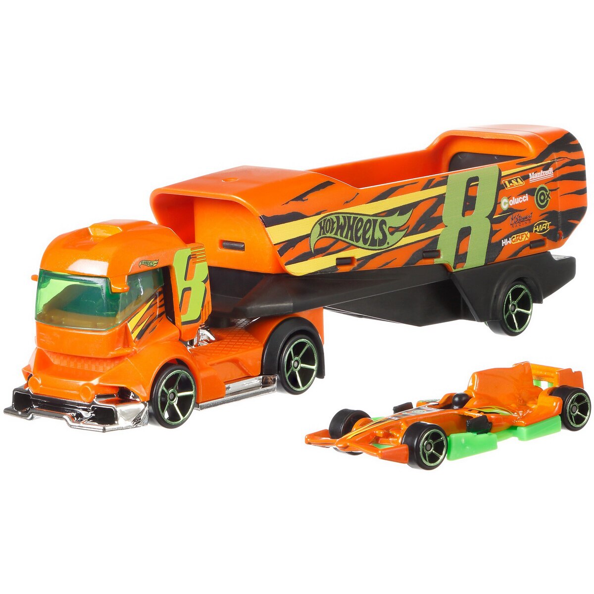 Camion Big Rig Heat Super Rigs cu formula 1 - 1/64 Hot Wheels