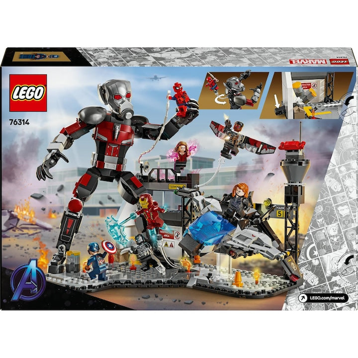 LEGO Marvel 76314 - Batalia plina de actiune din Capitanul America: Razboi civil (736 piese)