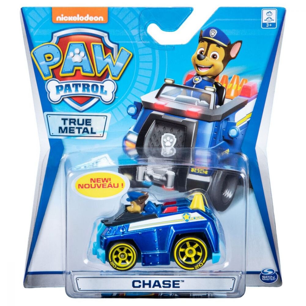 Masinuta Chase 7cm cu bara bleu  - Paw Patrol