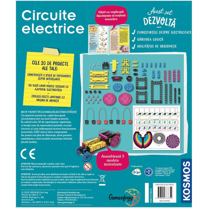 Joc educativ Kosmos STEM - Circuite electrice (15 experimente electrice)