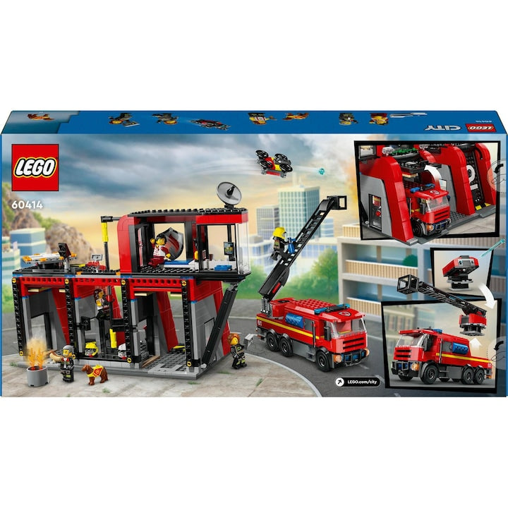 LEGO City 60414 - Statie si camion de pompieri (843 piese)