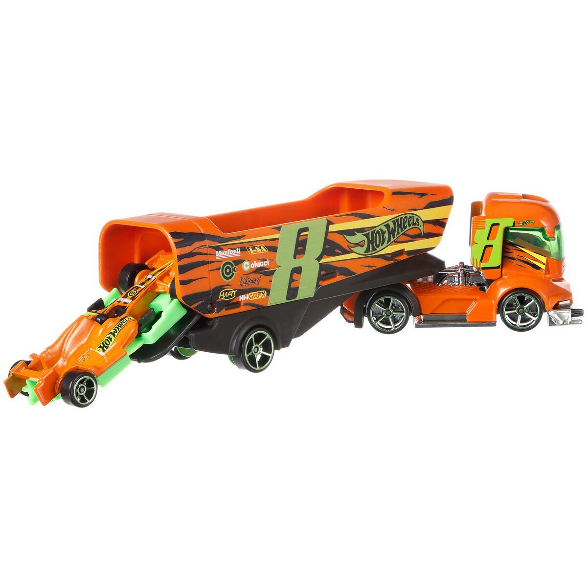 Camion Big Rig Heat Super Rigs cu formula 1 - 1/64 Hot Wheels