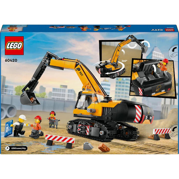 LEGO City 60420 - Excavator galben de constructii  (633 piese)