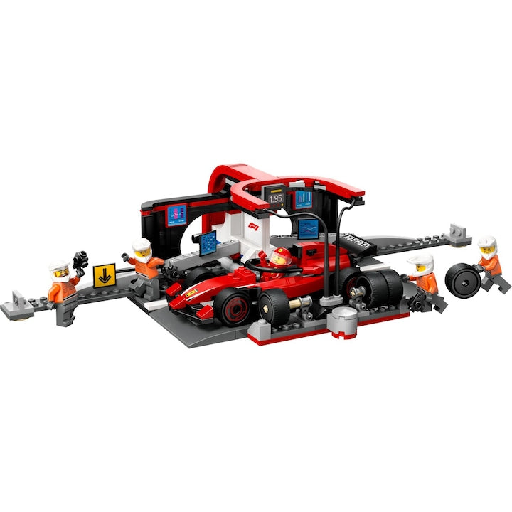 LEGO City 60443 - Boxa si mecanici F1 cu masina Ferrari (322 piese)