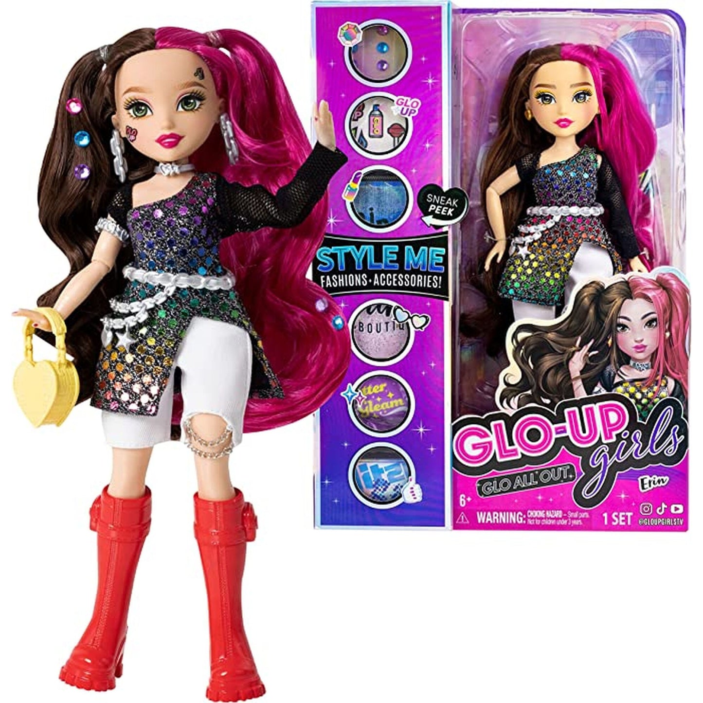 Papusa Glo-Up Girls Glo All Out - Erin 27cm