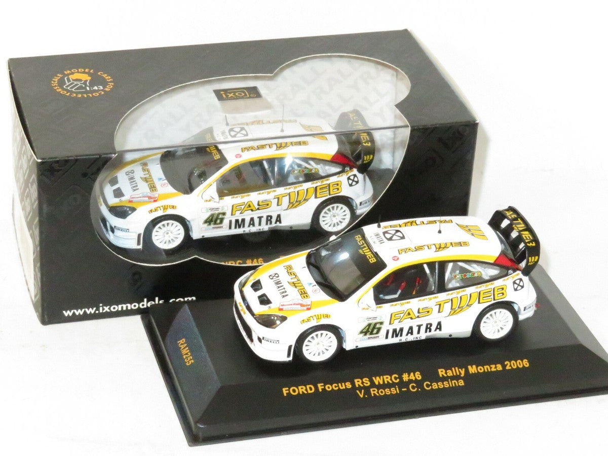 Ford Focus RS WRC #46 Rally Monza 2006 V.Rossi - C.Cassina cu vitrina plexiglass - 1/43 Ixo Models