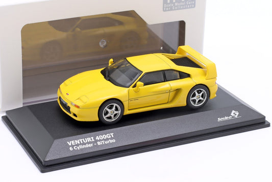 Venturi 400GT galben cu vitrina plexiglass - 1/43 Solido