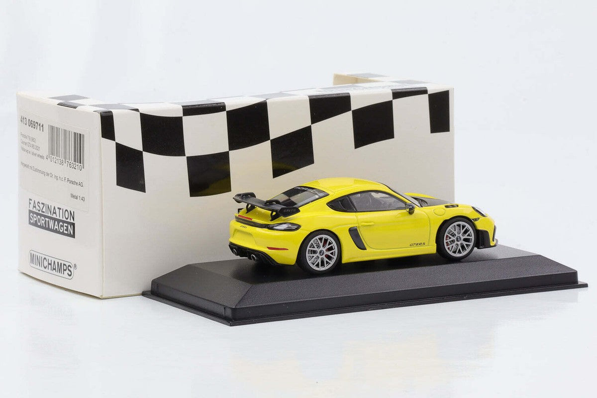 Porsche 718 Cayman GT4 RS galben 1/200pcs cu vitrina plexiglass - 1/43 Minichamps