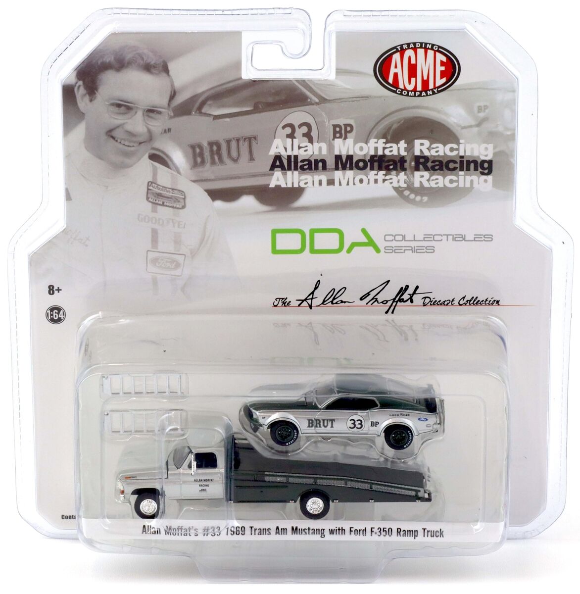 Set Allan Moffat's #33 1969 Trans Am Mustang cu Ford F-350 Ramp Truck - 1/64 ACME