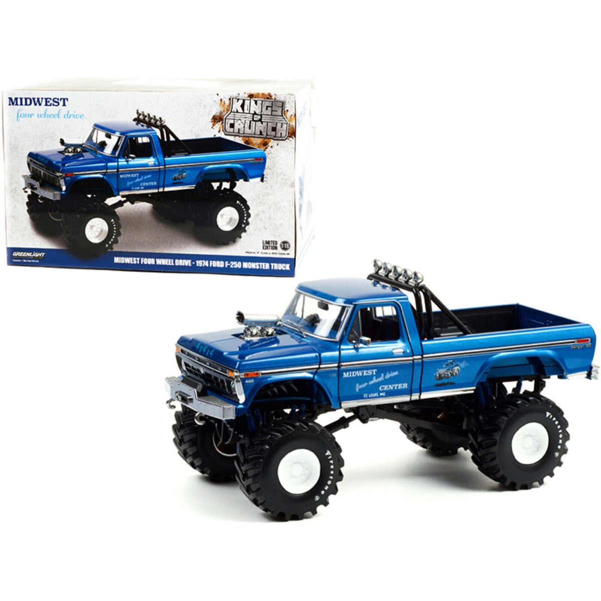 Ford F-250 Monster Truck 1974 Midwest four wheel drive - 1/18 Greenlight