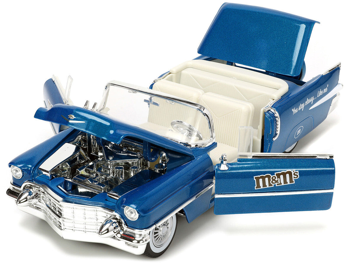 Cadillac Eldorado 1956 si figurina M&M's blue - 1/24 Jada