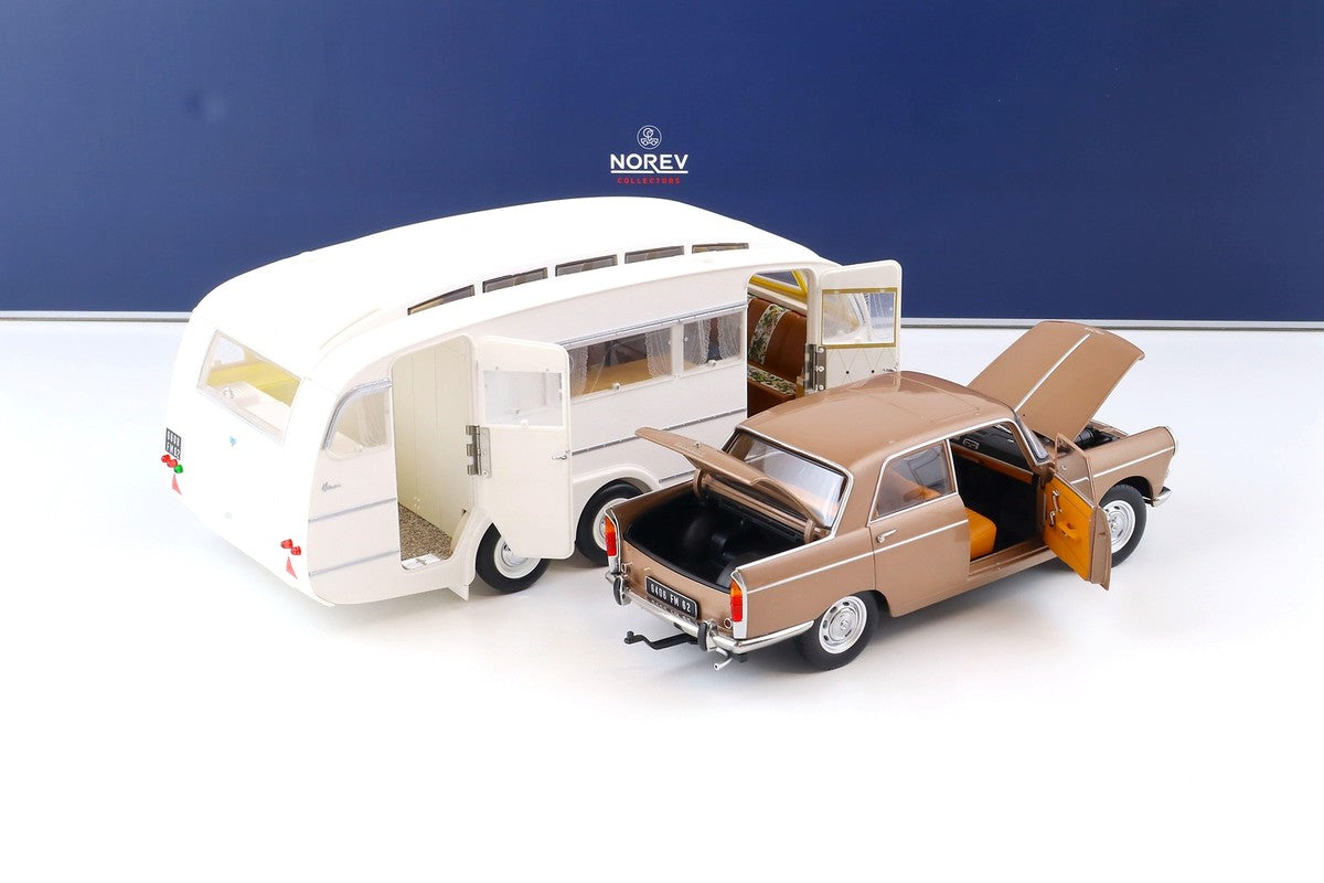 Peugeot 404 din 1965 si rulota - 1/18 Norev