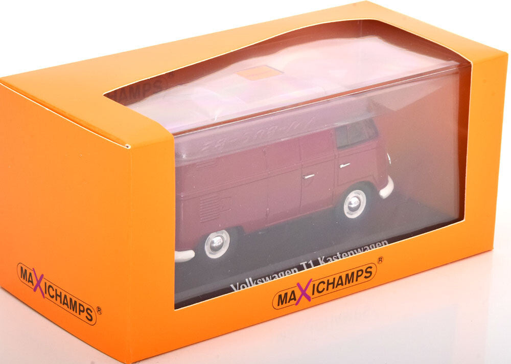 Volkswagen T1 delivery van  1963 rosu cu vitrina plexiglass - 1/43 Maxichamps