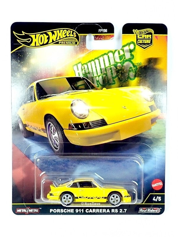 Masinuta metalica Porsche 911 Carrera RS 2.7 galben - 1/64 HW Premium