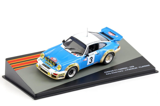 Porsche 911 Carrera 1978 #3 Rally Monte Carlo J-P.Nicolas - V.Laverne cu vitrina plexiglass - 1/43 Altaya