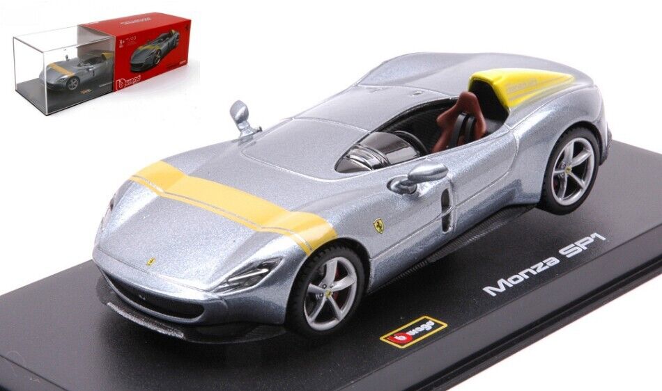 Ferrari Monza SP1 gri/galben cu vitrina plexiglass - 1/43 Bburago Signature