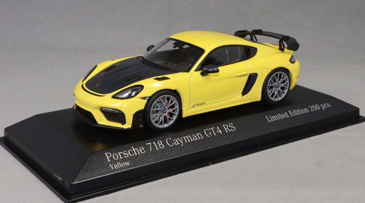 Porsche 718 Cayman GT4 RS galben 1/200pcs cu vitrina plexiglass - 1/43 Minichamps