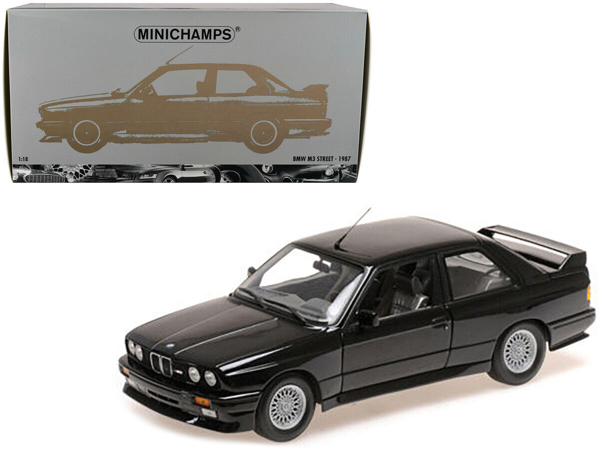 BMW M3 E30 Street 1987 negru metalic - 1/18 Minichamps