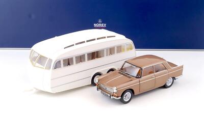 Peugeot 404 din 1965 si rulota - 1/18 Norev